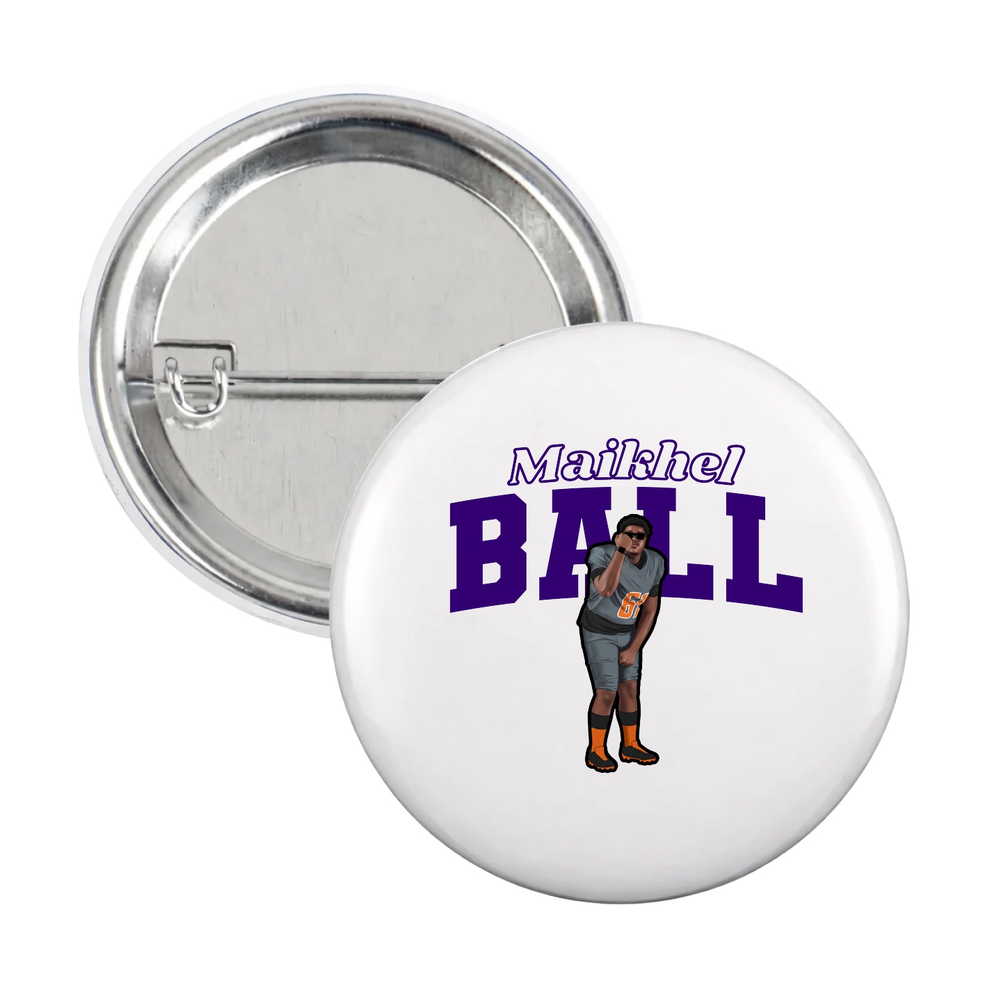 Game Day Button — Name Arch in White