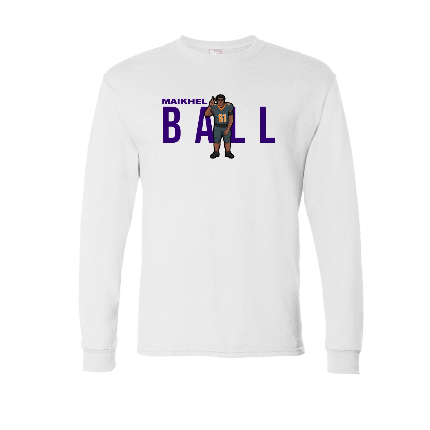 Long Sleeve Tee — Player Name in White