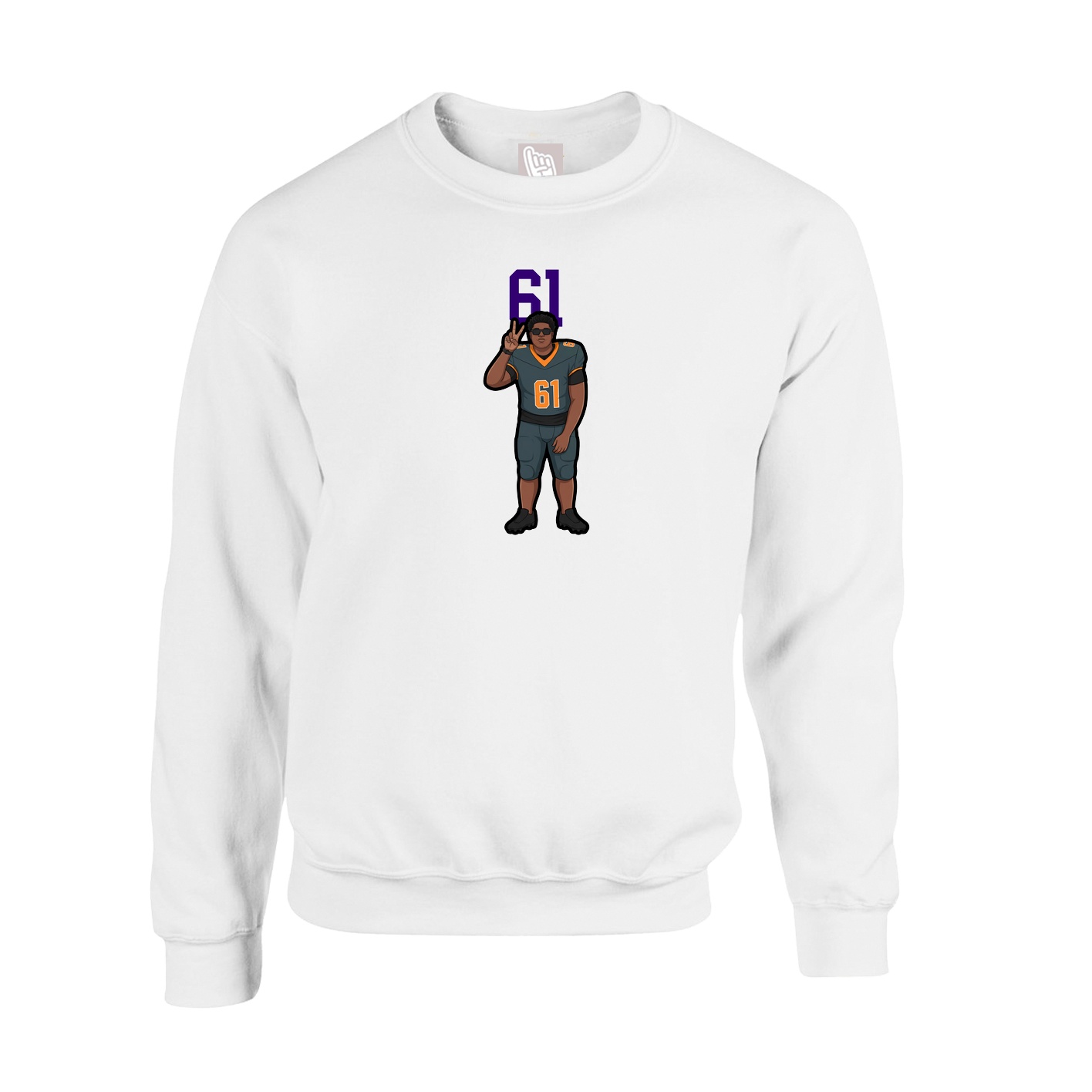 Fleece Crew — Number Top in White