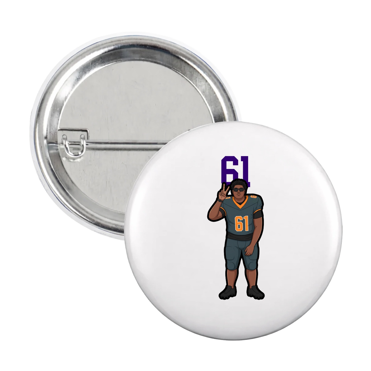 Game Day Button — Number Top in White
