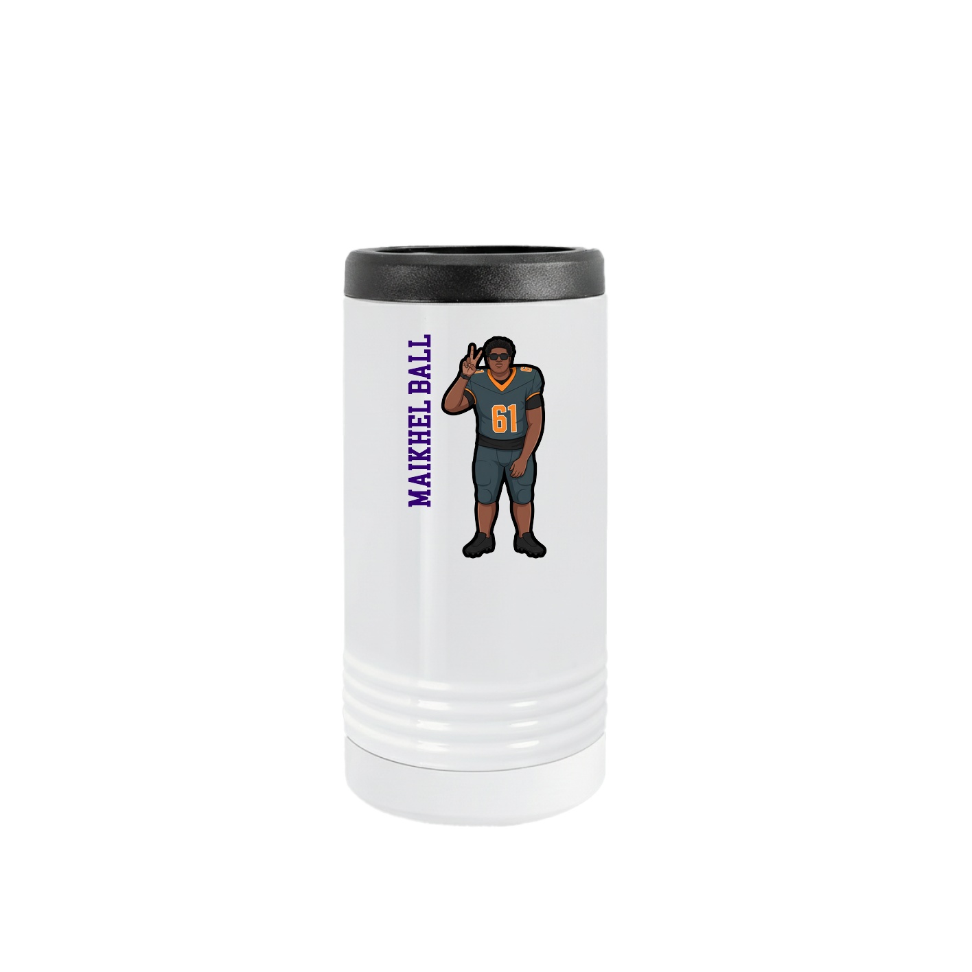 Slim Beverage Holder — Name Vertical in White