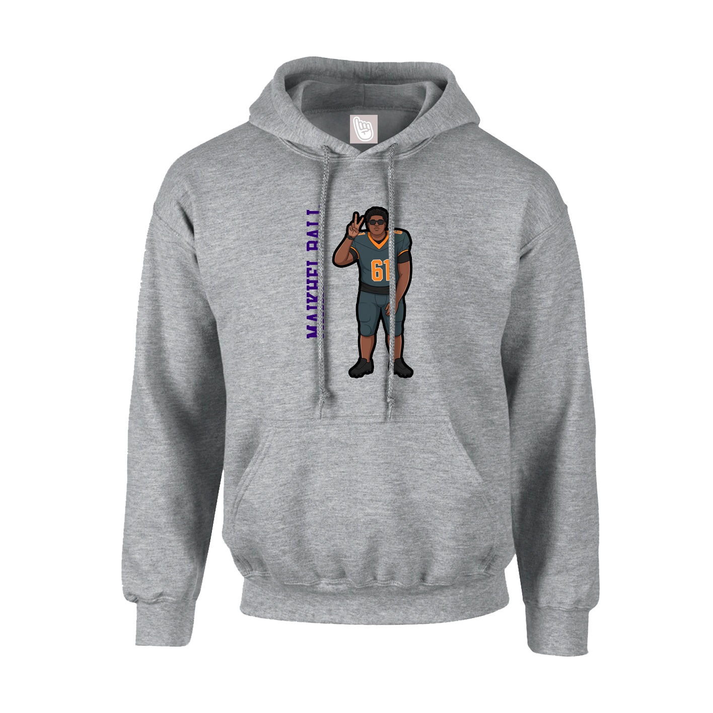 Hoodie — Name Vertical in Grey