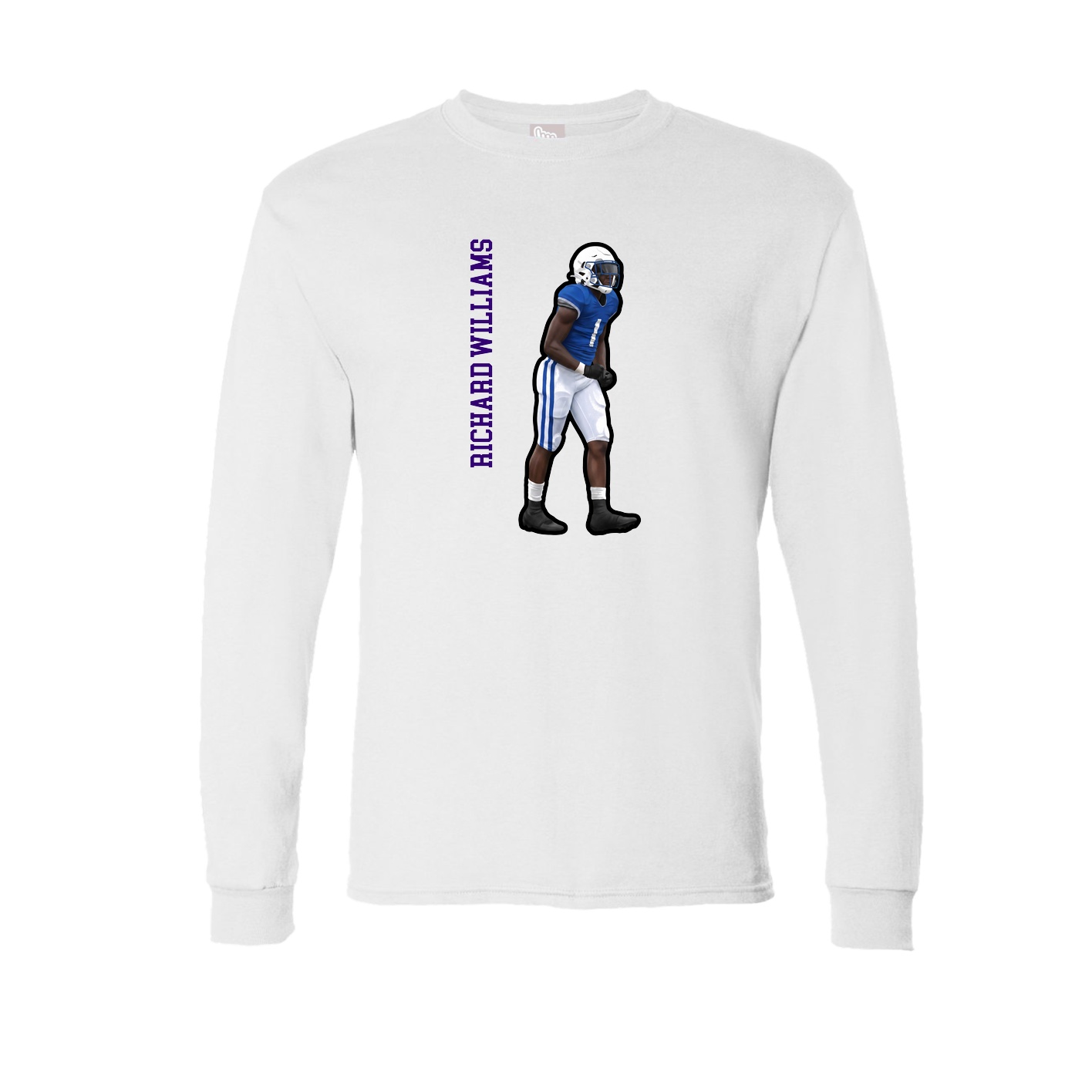 Long Sleeve Tee — Name Vertical in White