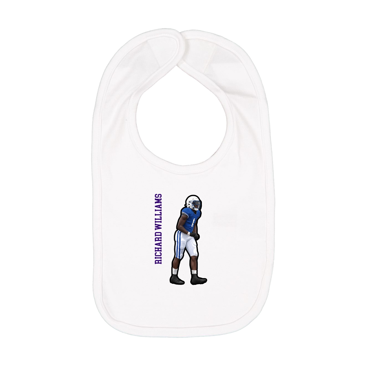 Infant Bib — Name Vertical in White