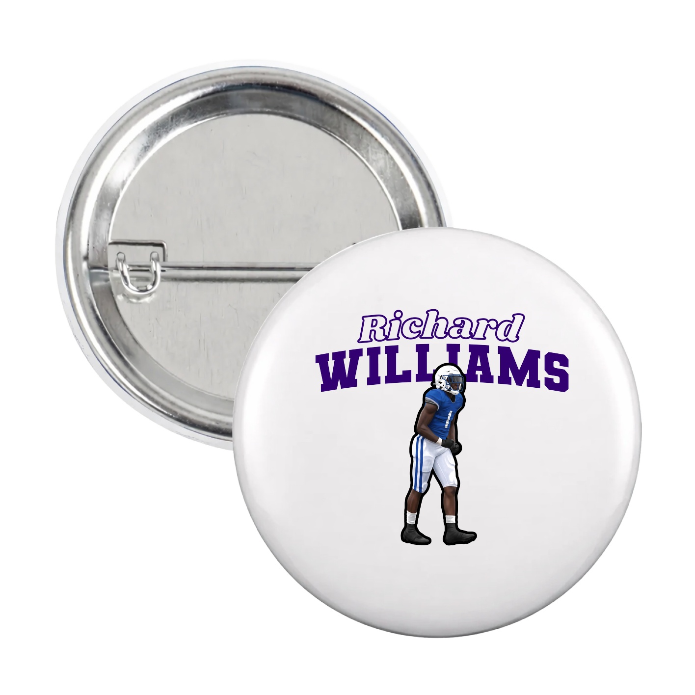 Game Day Button — Name Arch in White