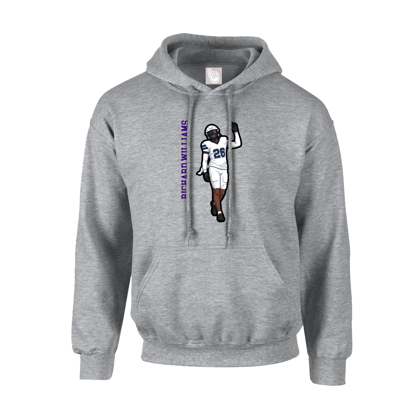 Youth Hoodie — Name Vertical in Grey