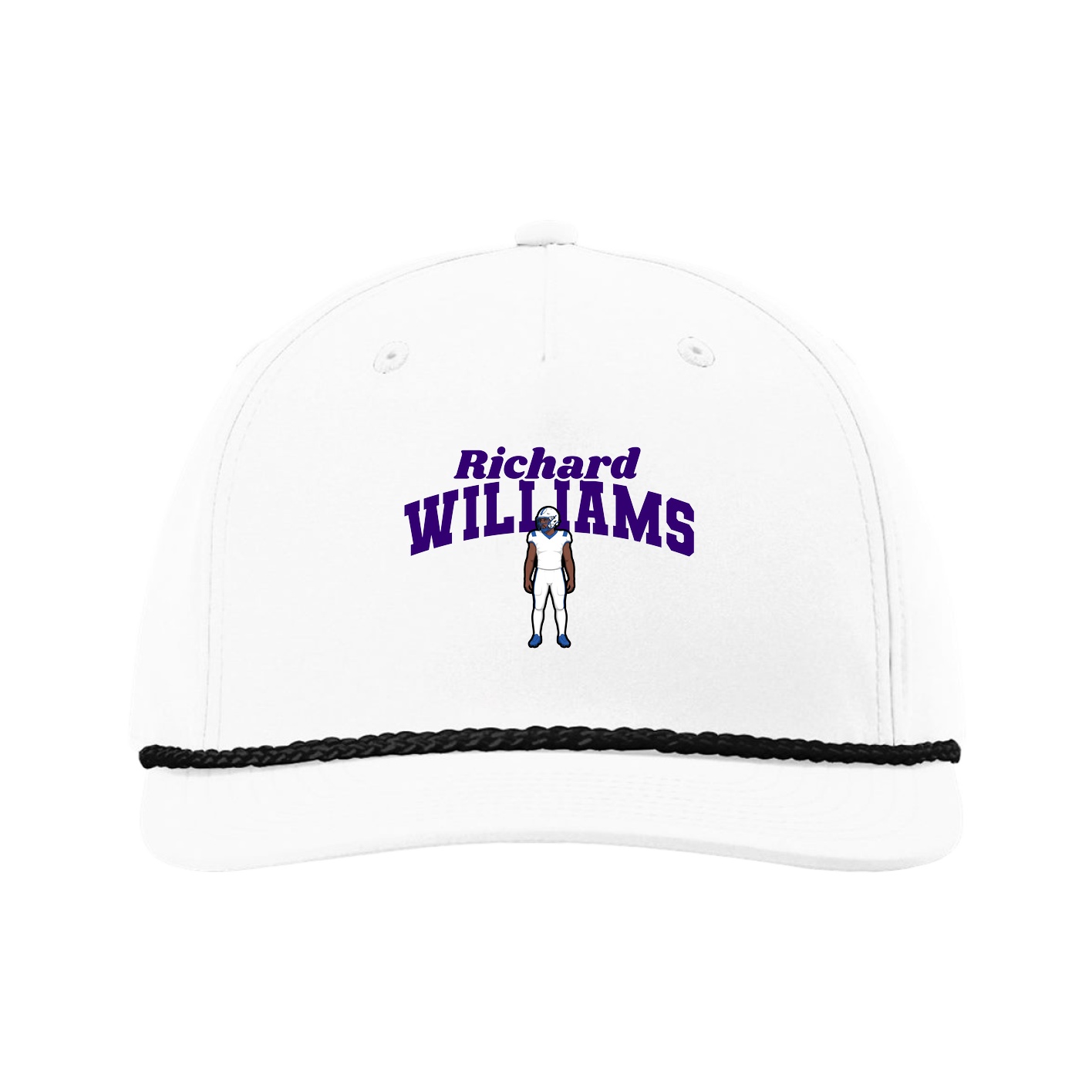Five-Panel Classic Rope Cap — Signature Arch in White
