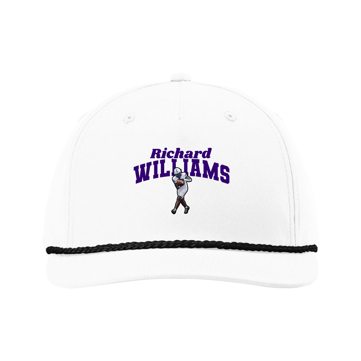 Five-Panel Classic Rope Cap — Signature Arch in White