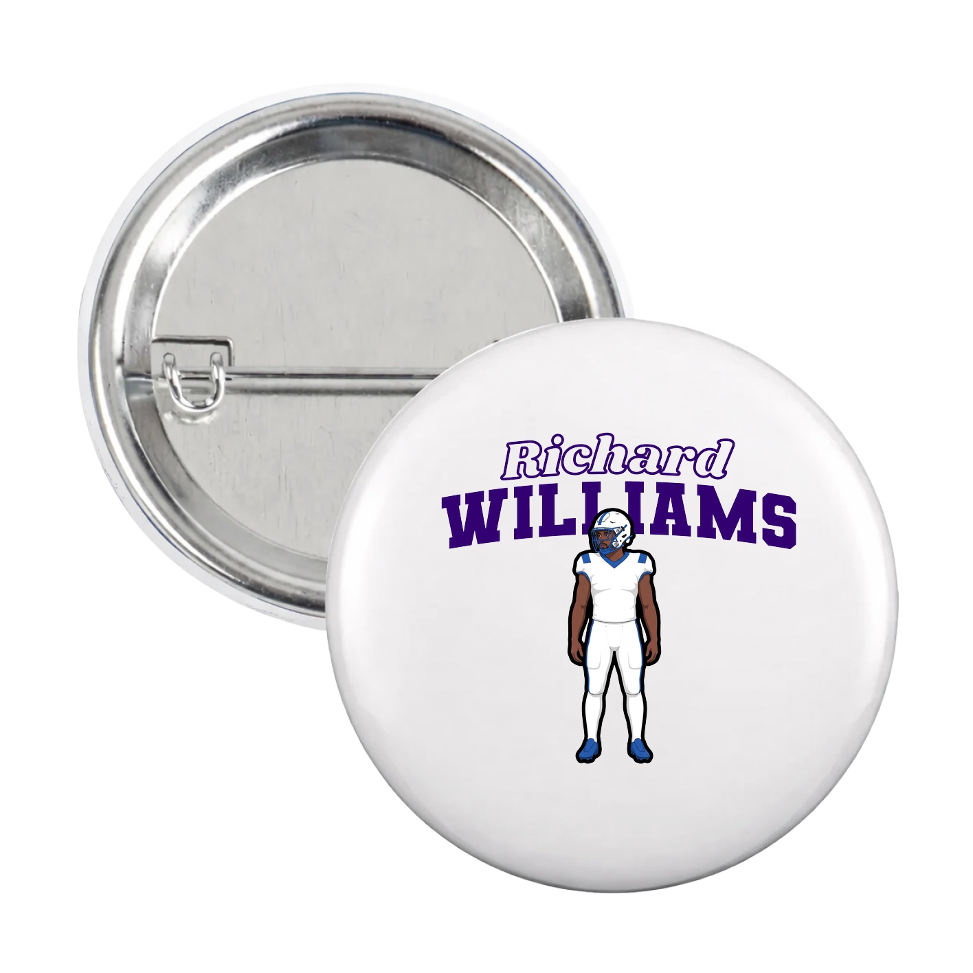 Game Day Button — Name Arch in White