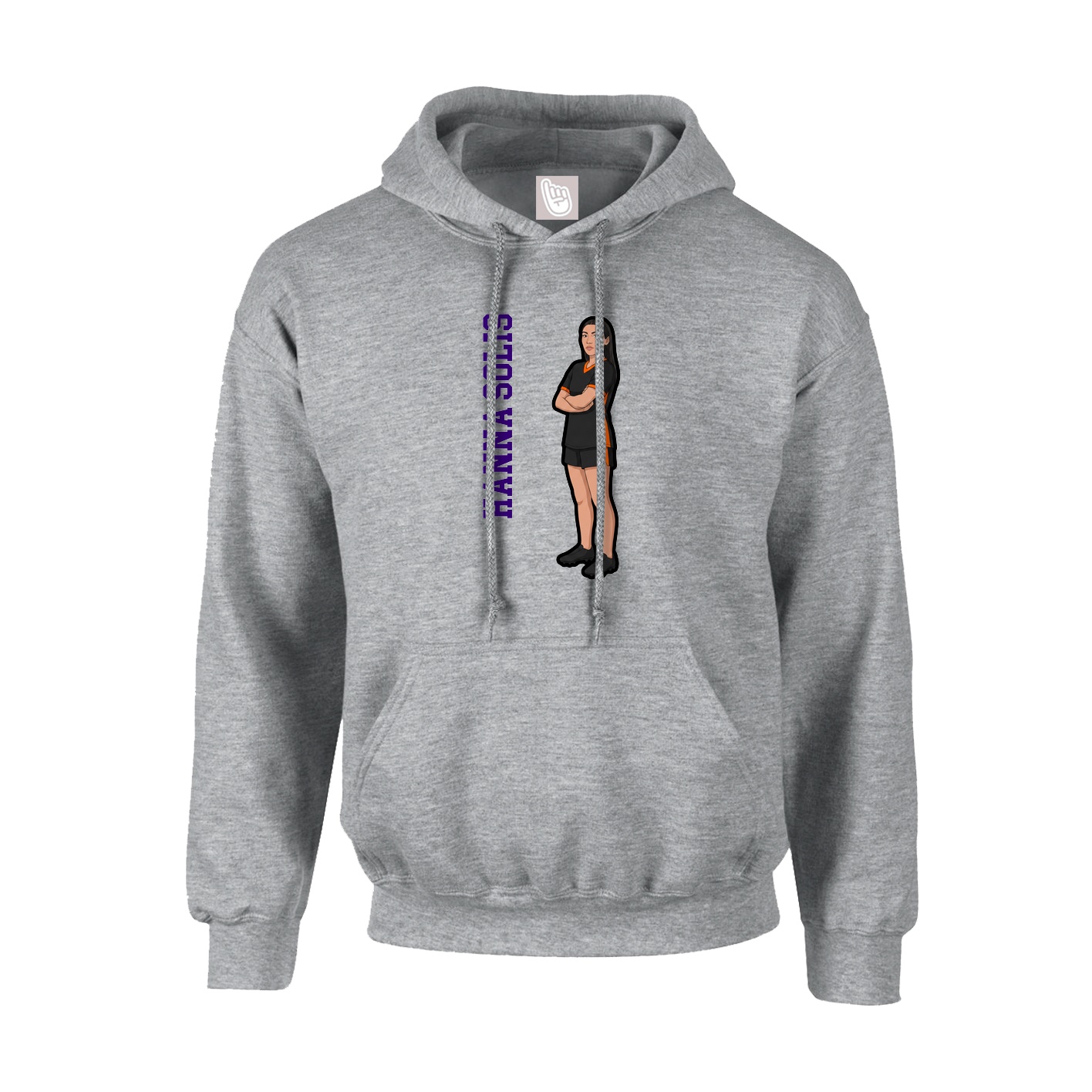 Hoodie — Name Vertical in Grey