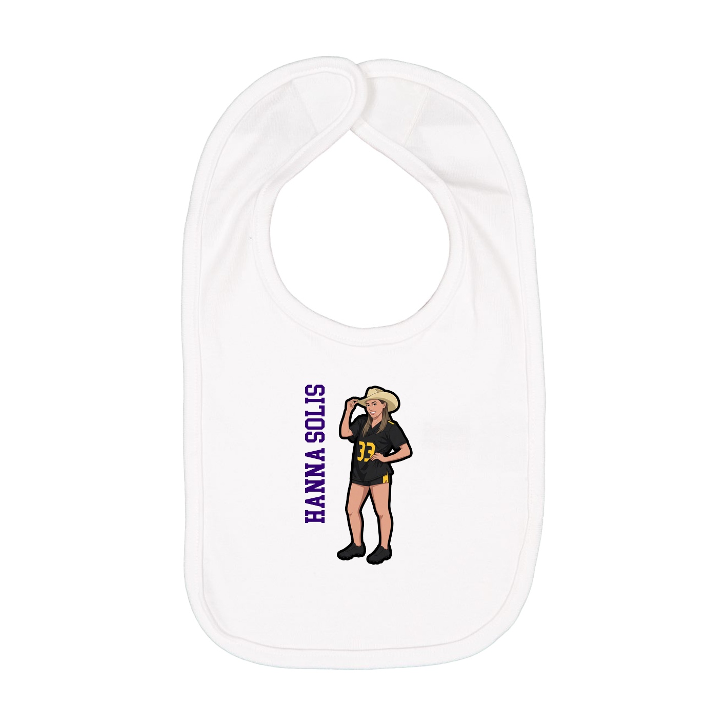 Infant Bib — Name Vertical in White
