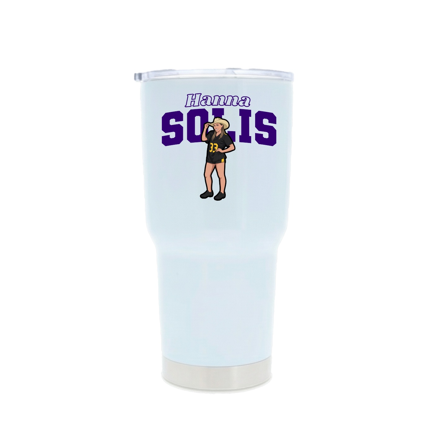 30oz Stainless Steel Tumbler — Name Arch in White