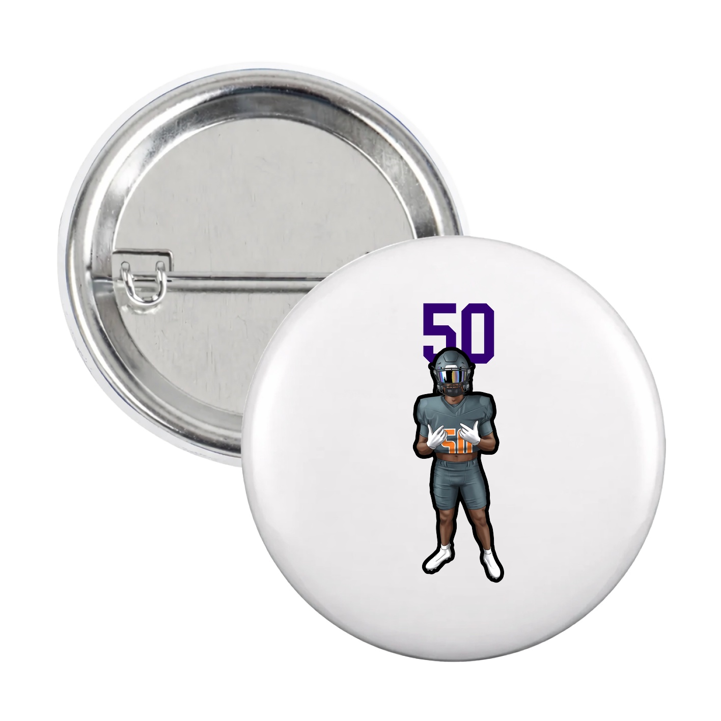 Game Day Button — Number Top in White