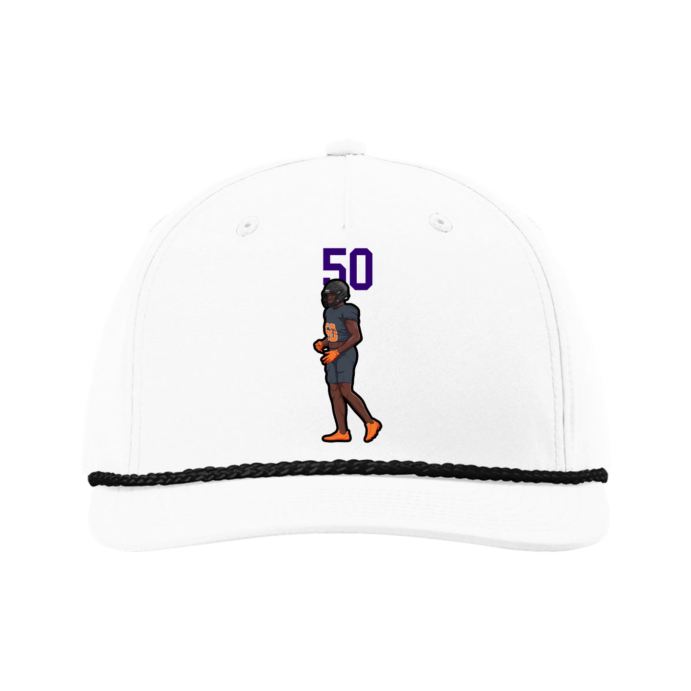 Five-Panel Classic Rope Cap — Number Top in White
