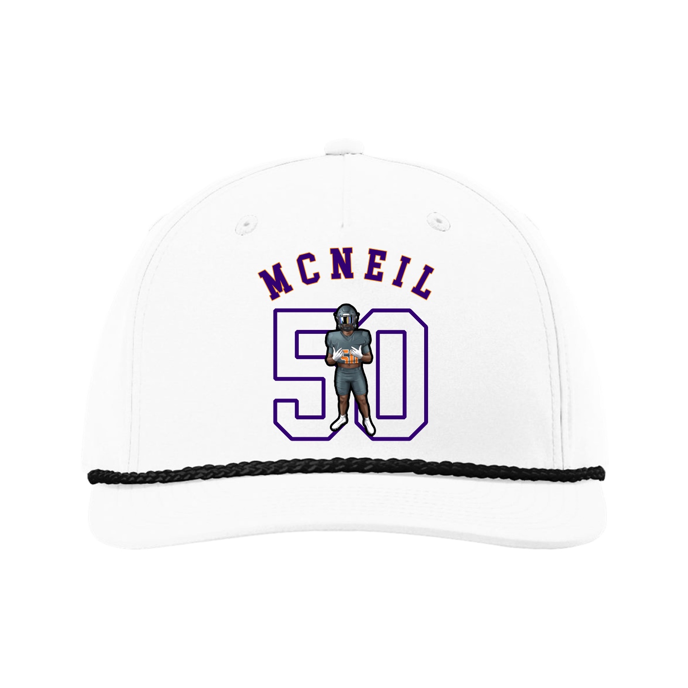 Five-Panel Classic Rope Cap — Shirsey Arch in White