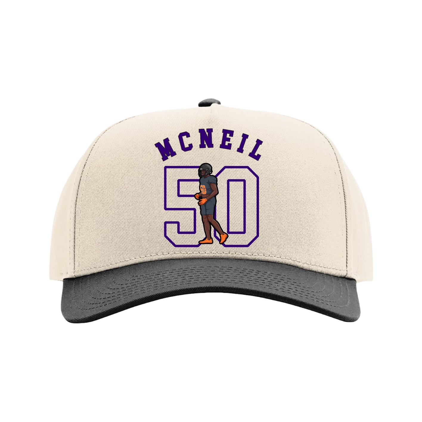 Full Fabric Five-Panel Champ Cap — Shirsey Arch in Cream/Black