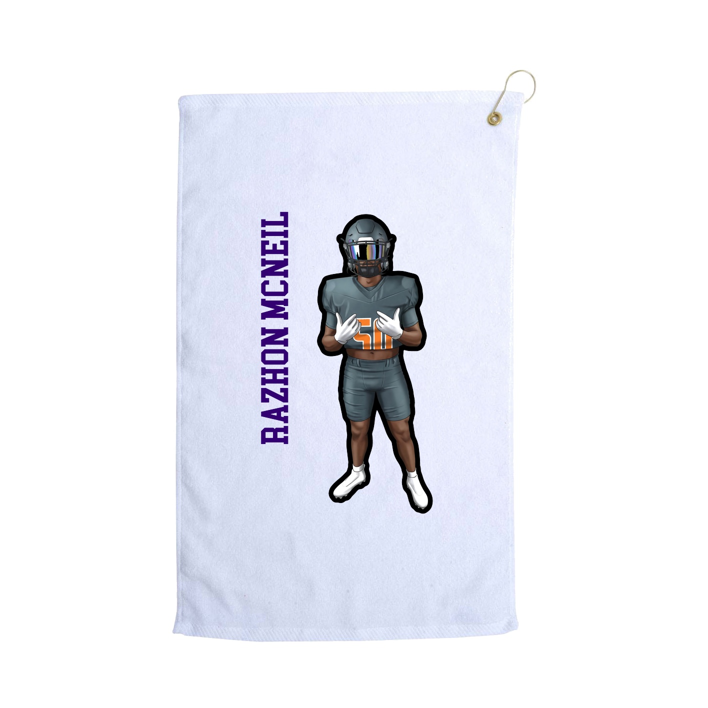 Golf Towel — Name Vertical in White
