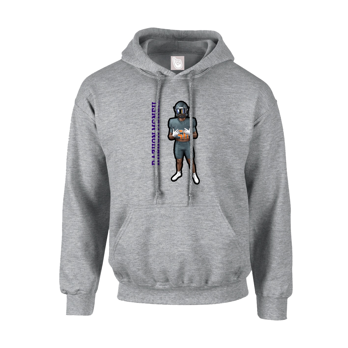 Hoodie — Name Vertical in Grey
