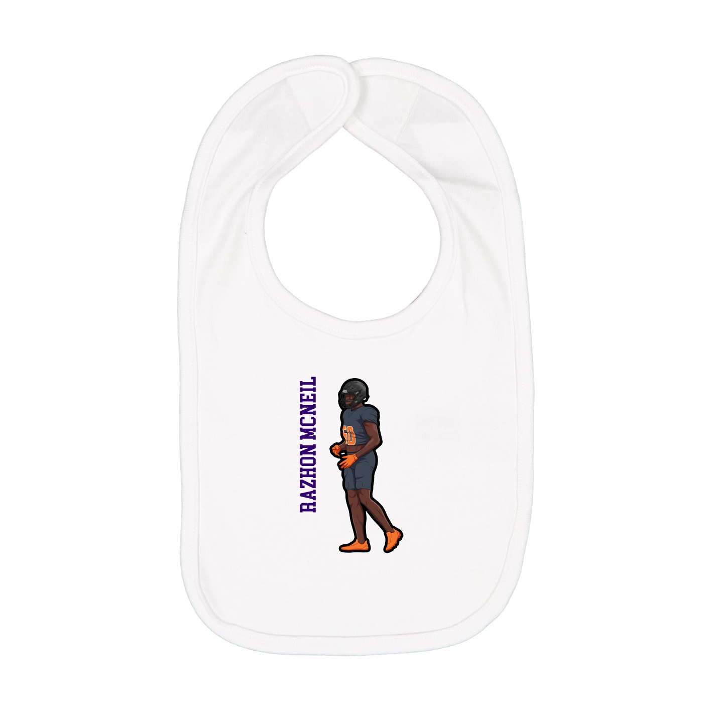 Infant Bib — Name Vertical in White