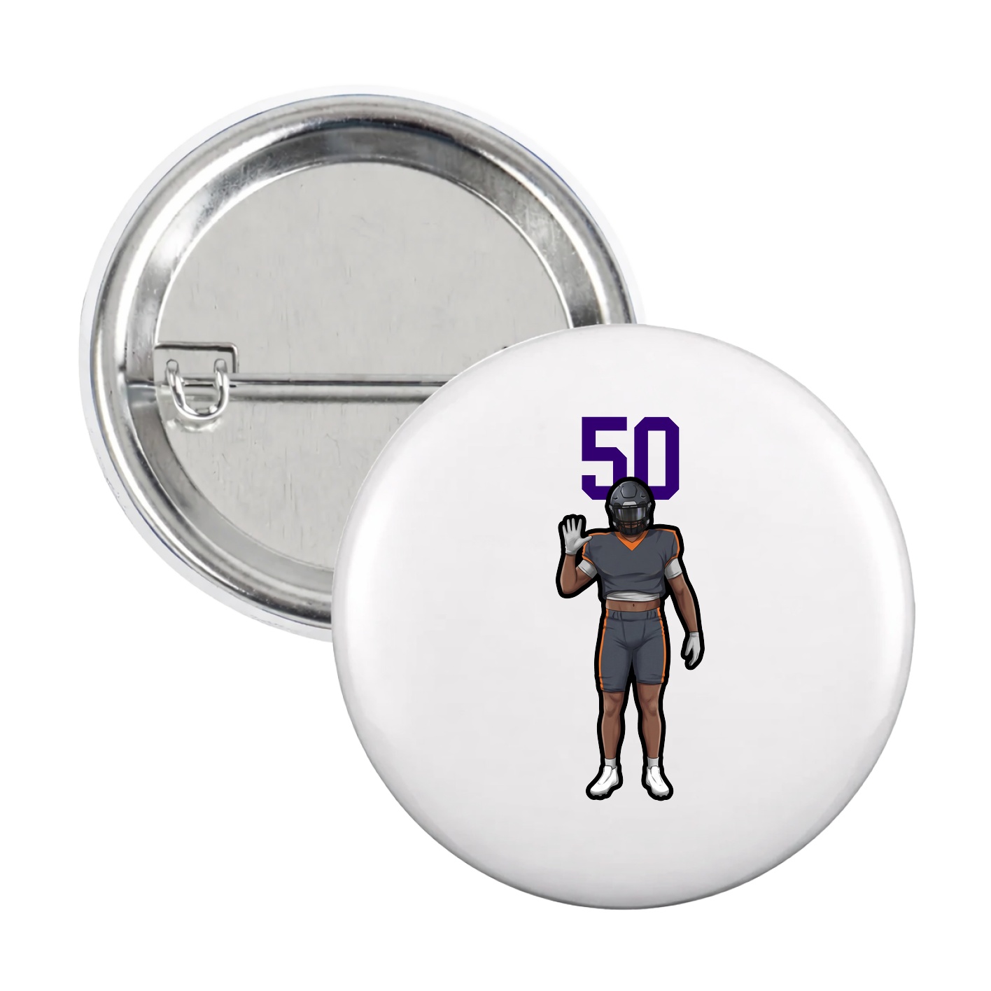 Game Day Button — Number Top in White