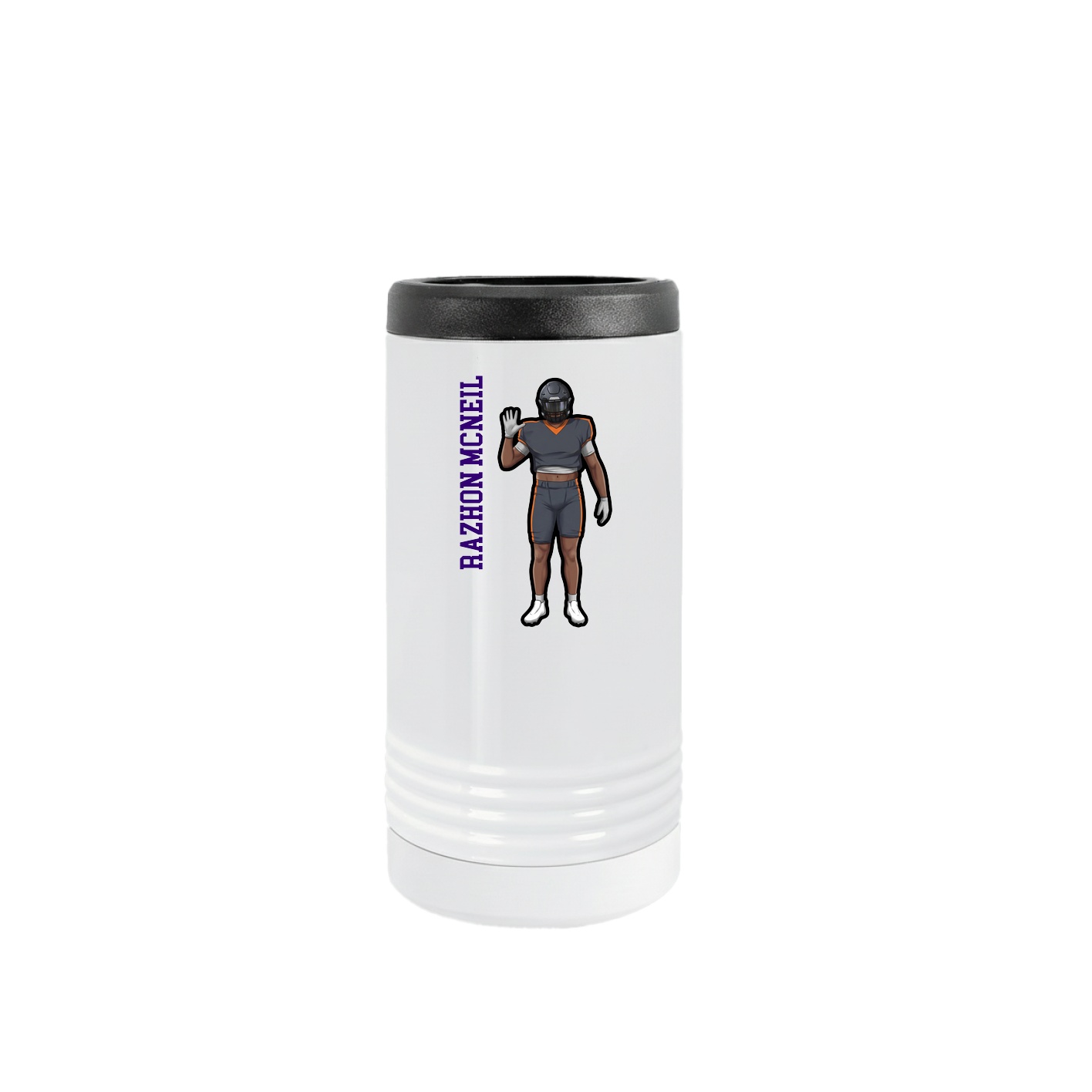 Slim Beverage Holder — Name Vertical in White