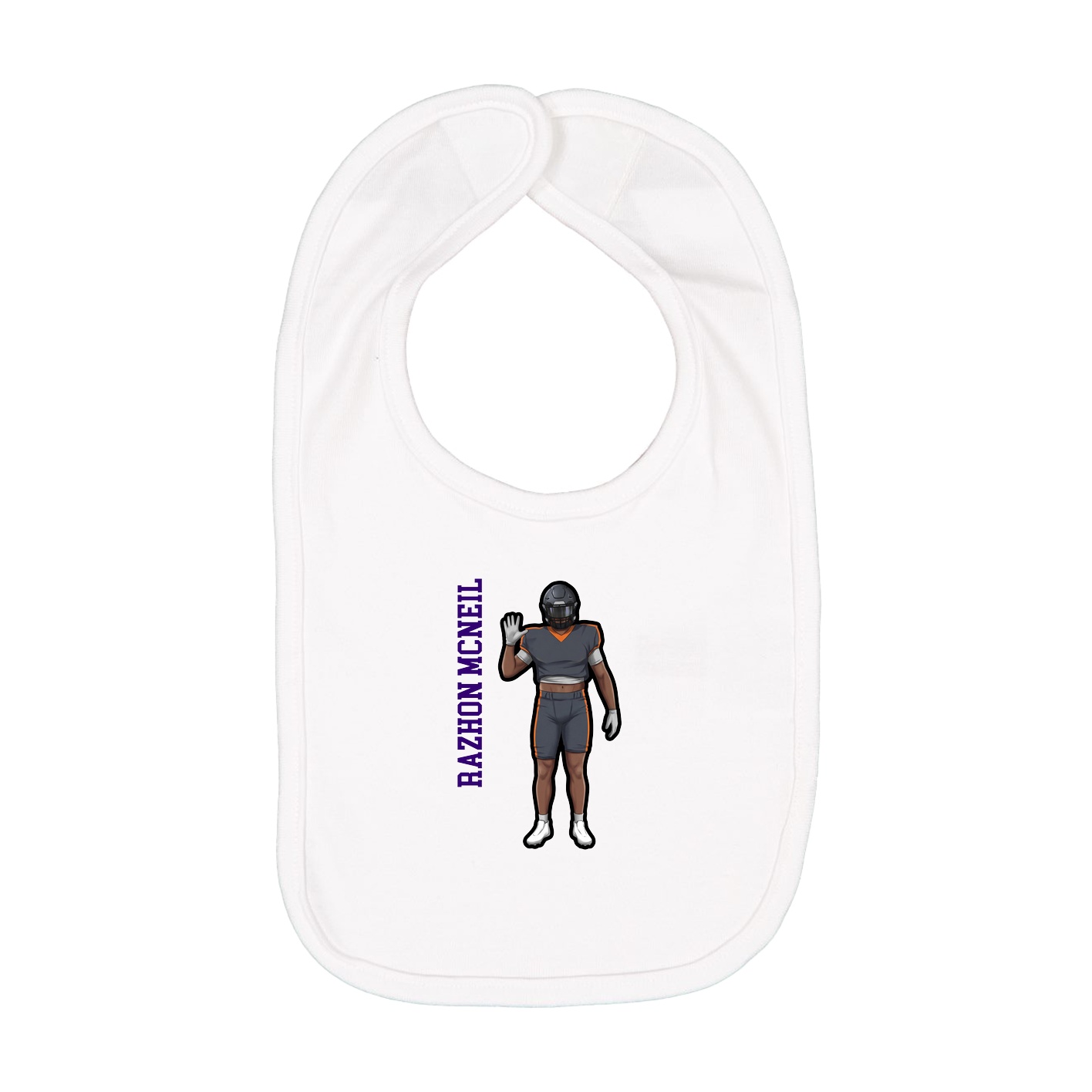 Infant Bib — Name Vertical in White