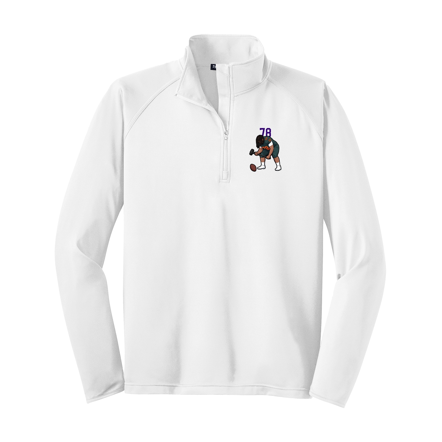 Q-Zip Pullover — Number Top in White