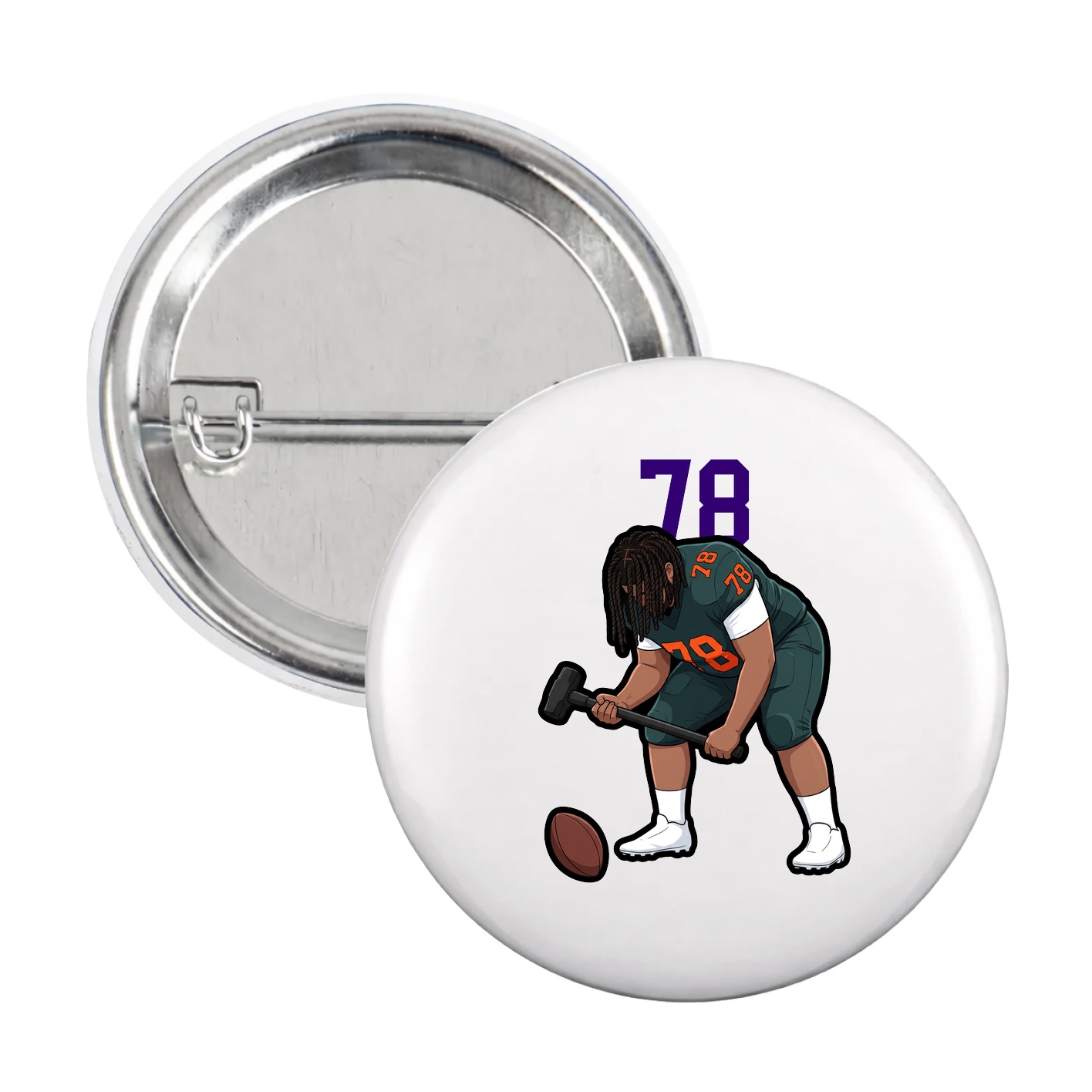 Game Day Button — Number Top in White