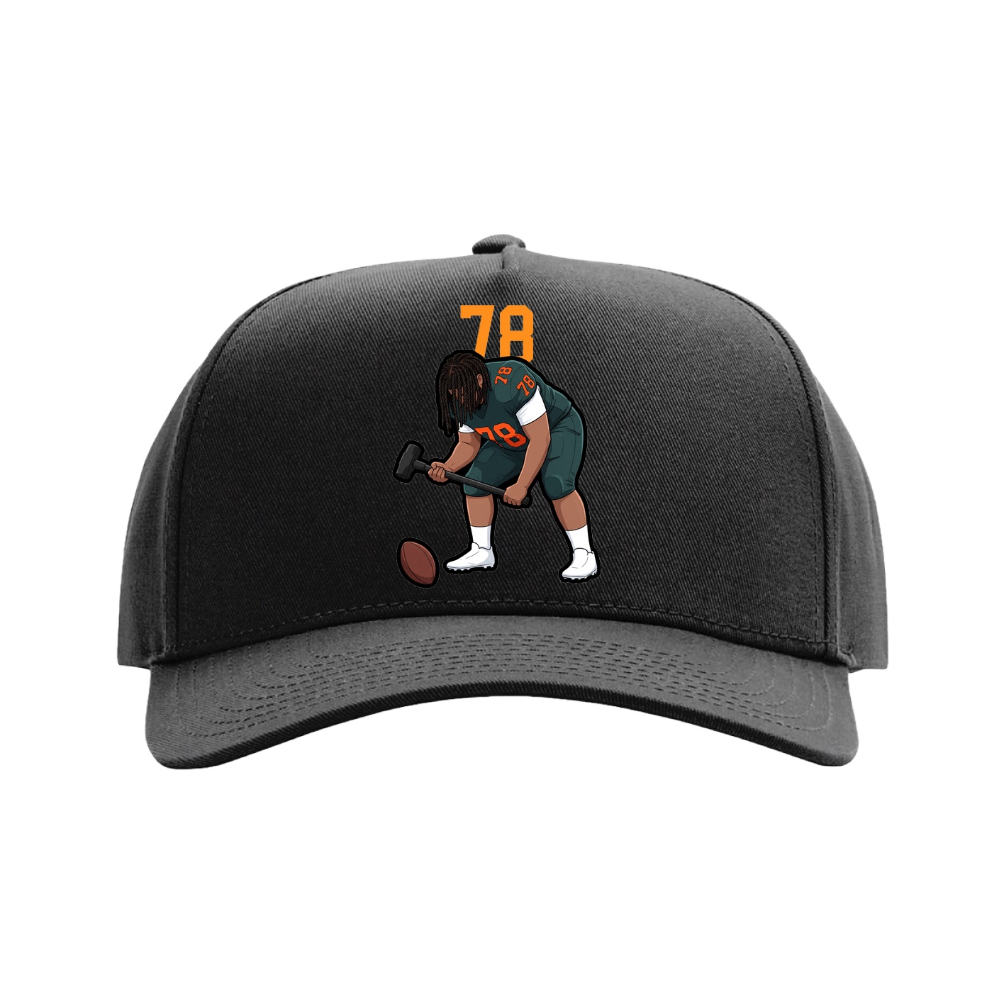 Full Fabric Five-Panel Champ Cap — Number Top in Black