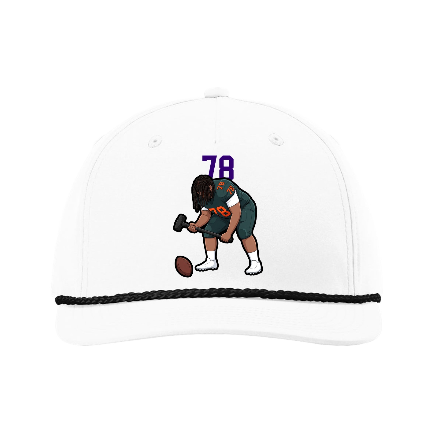 Five-Panel Classic Rope Cap — Number Top in White
