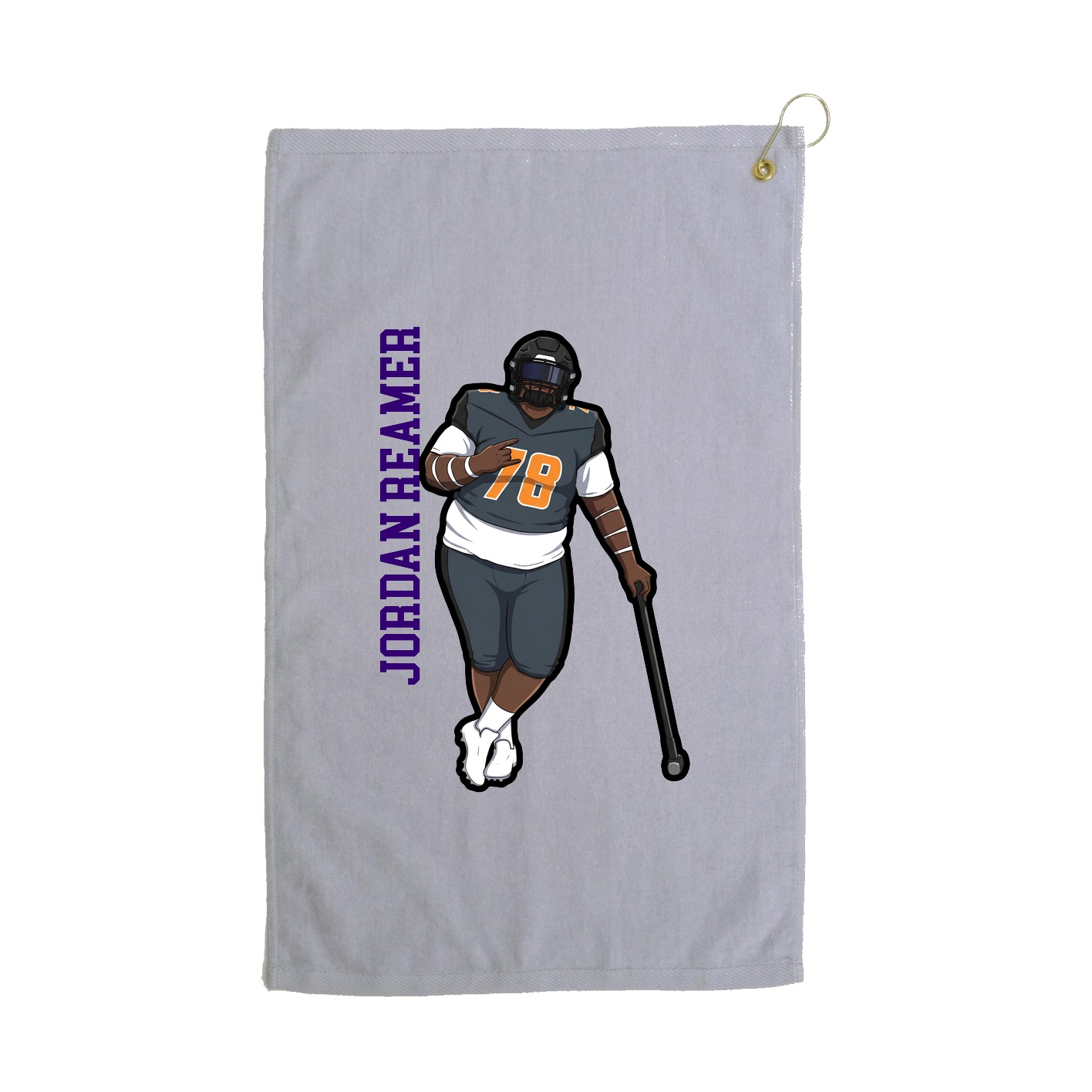 Golf Towel — Name Vertical in Grey