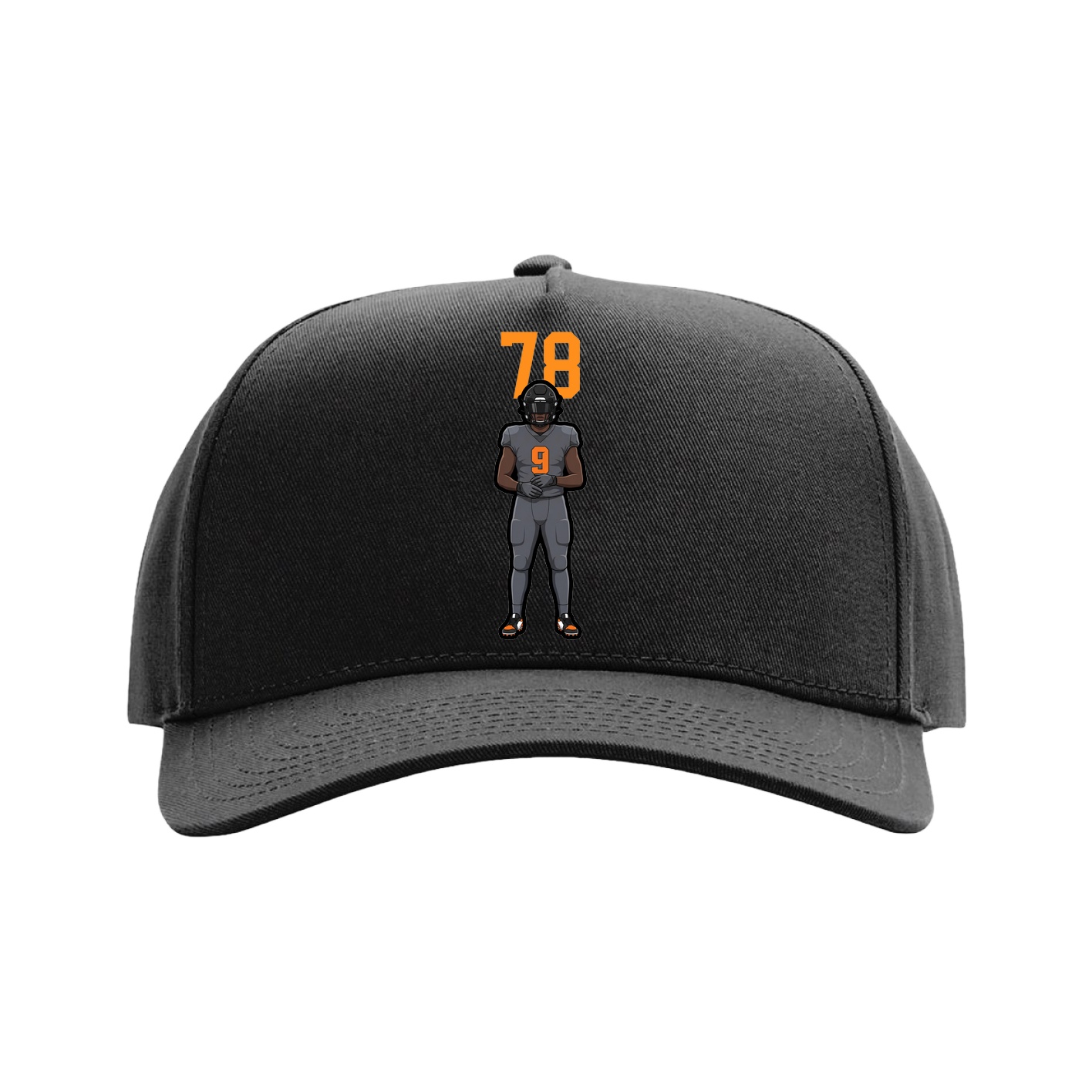 Full Fabric Five-Panel Champ Cap — Number Top in Black