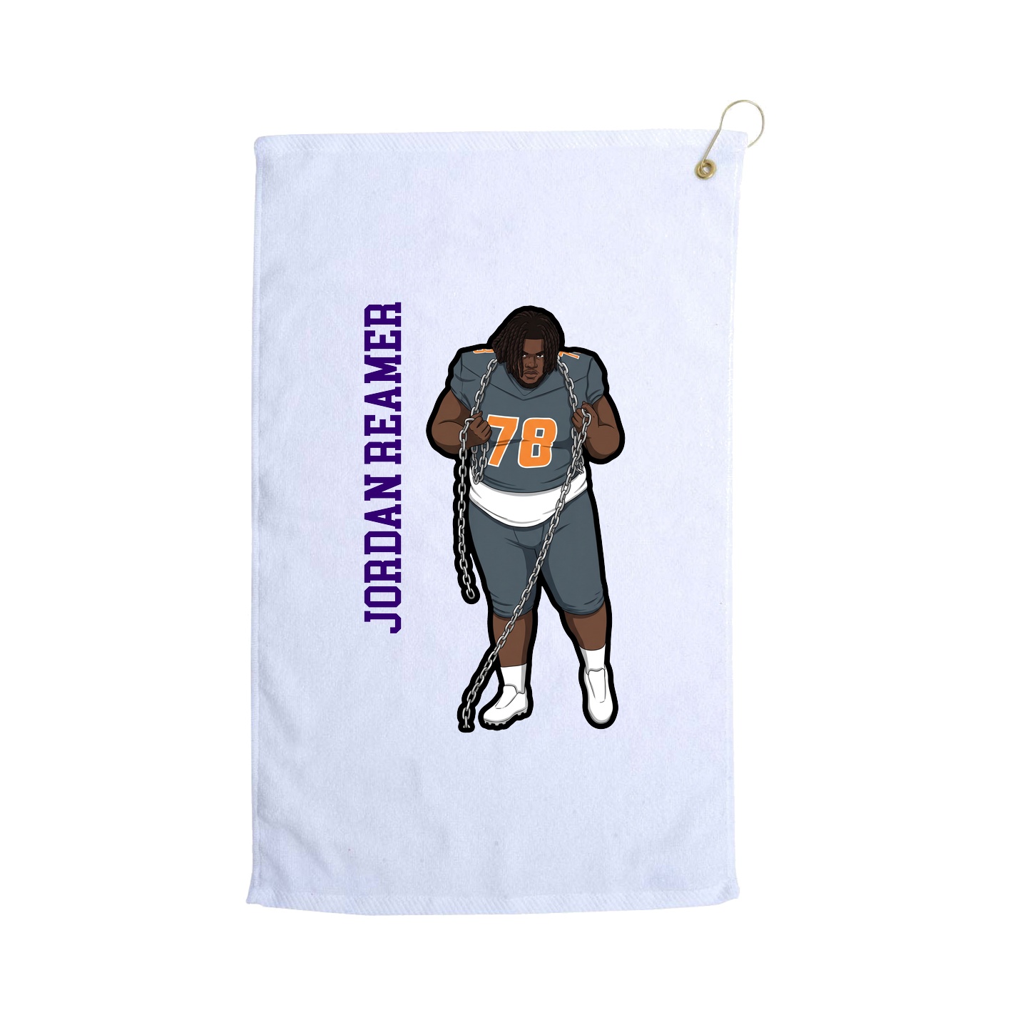 Golf Towel — Name Vertical in White