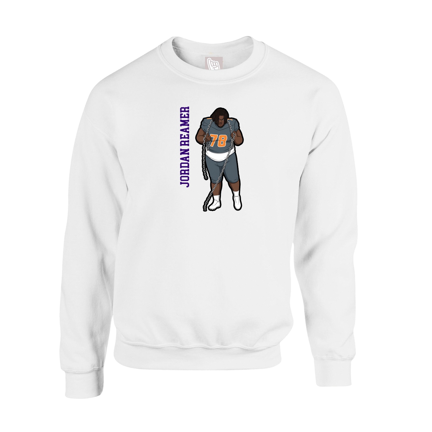 Fleece Crew — Name Vertical in White