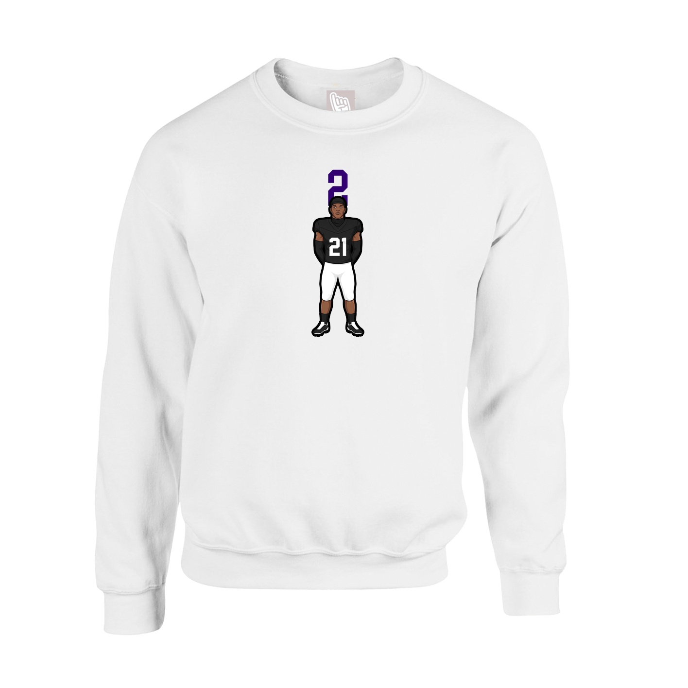 Fleece Crew — Number Top in White