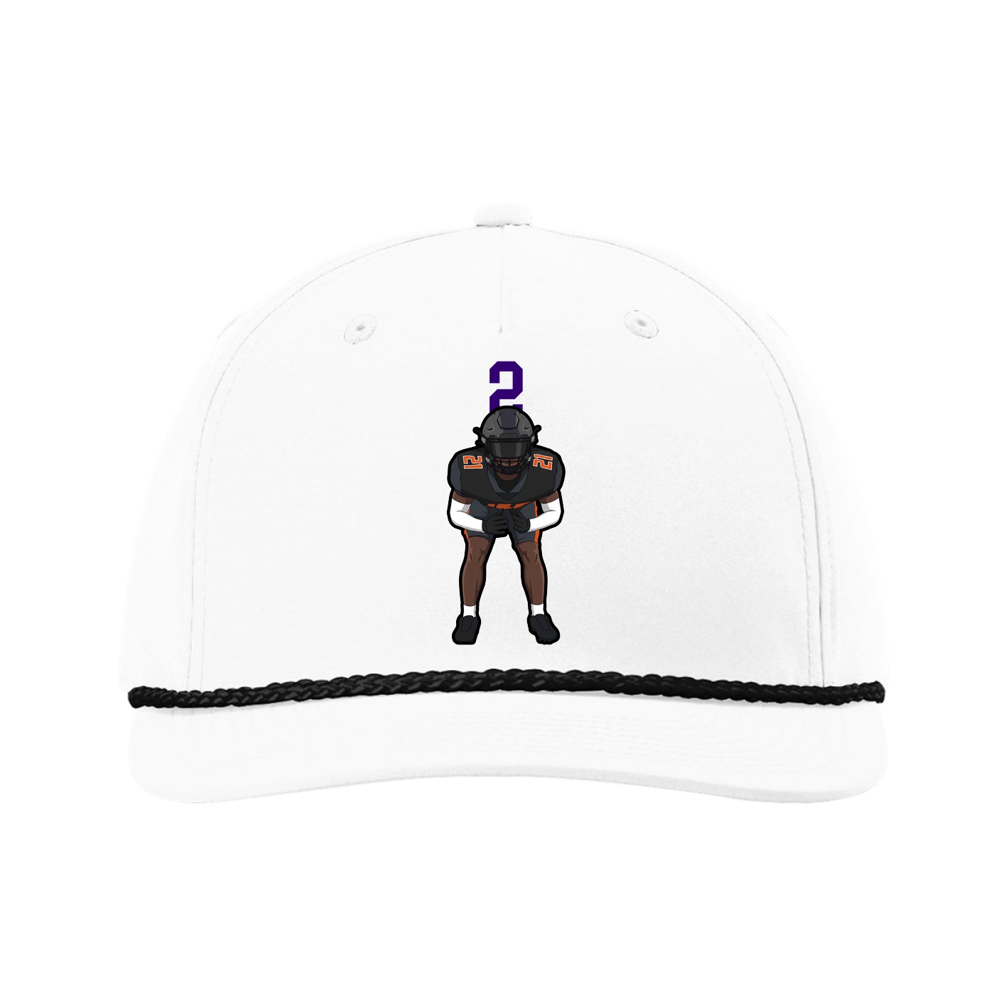 Five-Panel Classic Rope Cap — Number Top in White