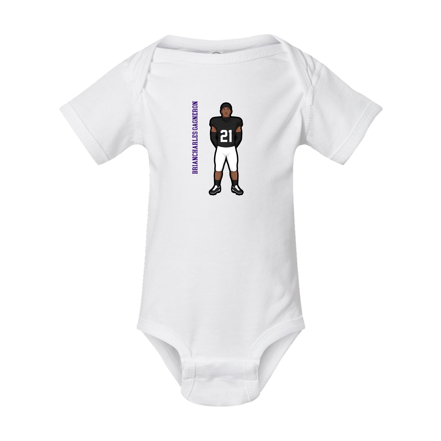 Baby Onesie — Name Vertical in White