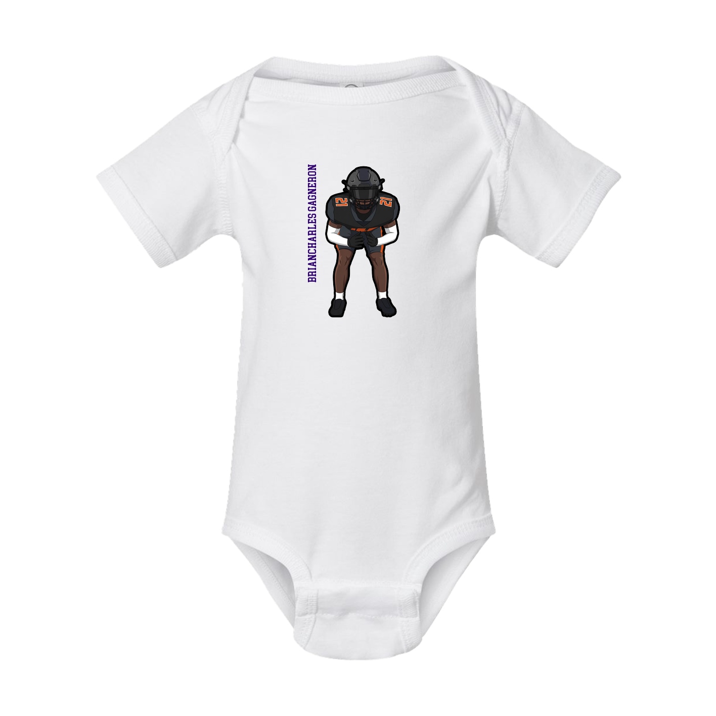 Baby Onesie — Name Vertical in White