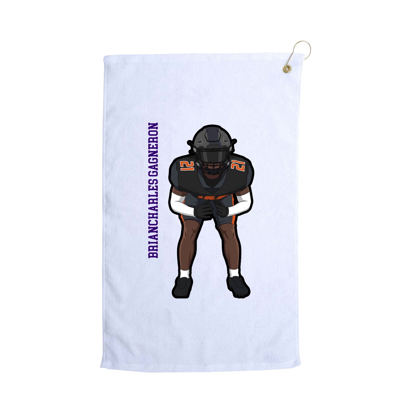 Golf Towel — Name Vertical in White