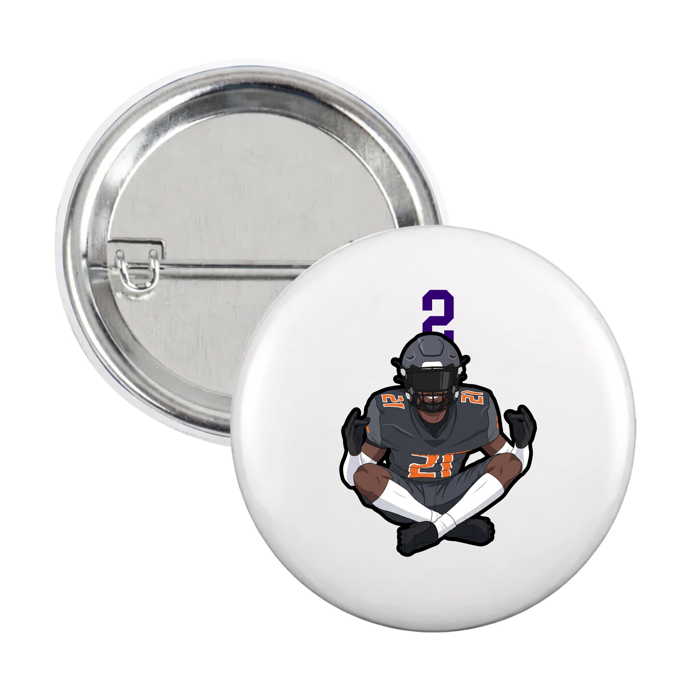 Game Day Button — Number Top in White