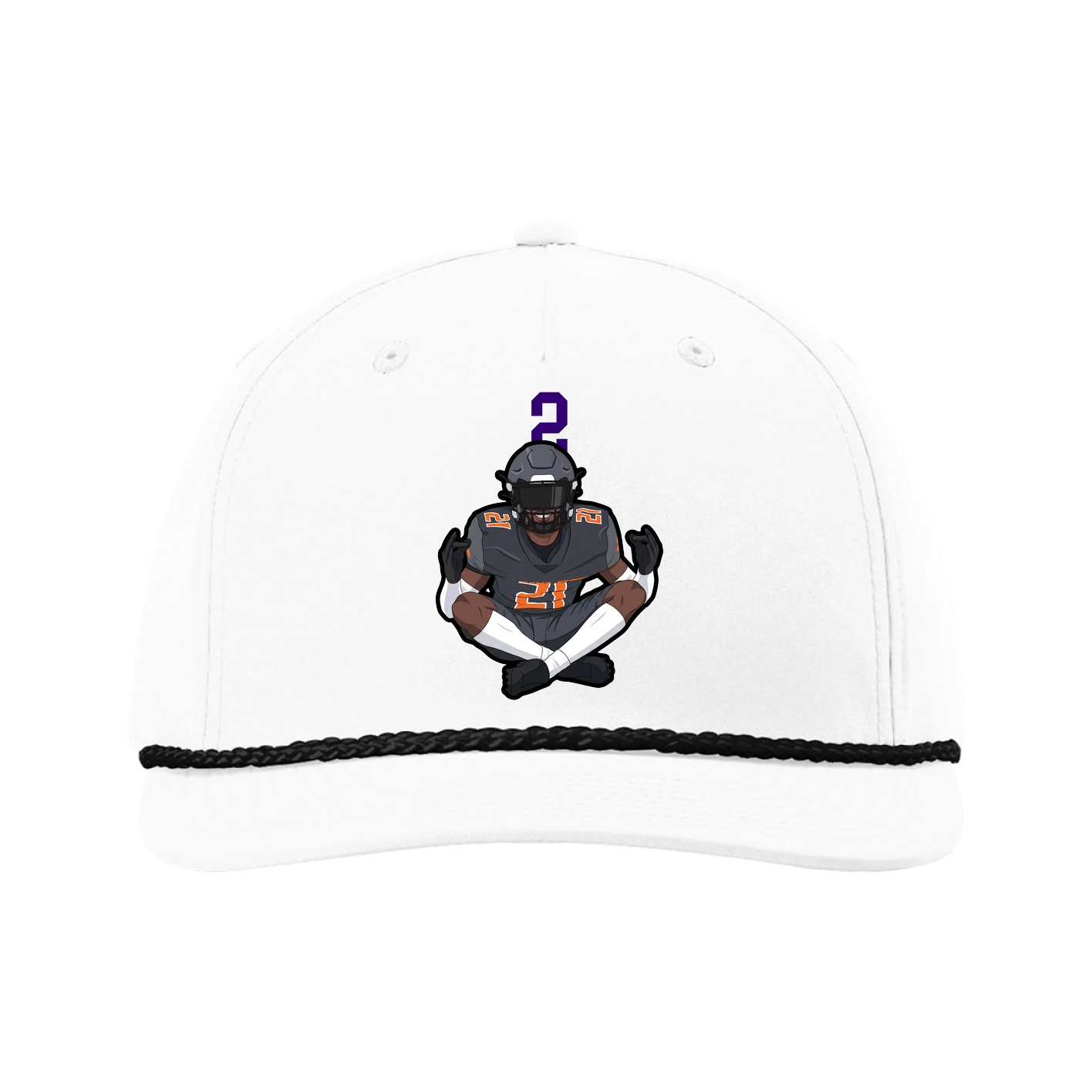 Five-Panel Classic Rope Cap — Number Top in White