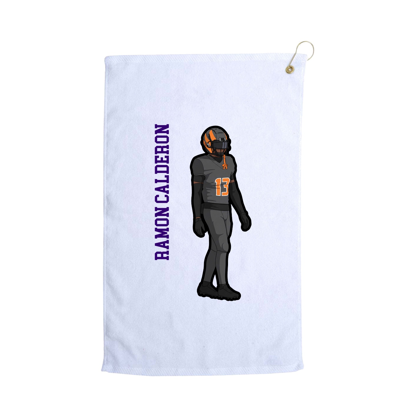 Golf Towel — Name Vertical in White