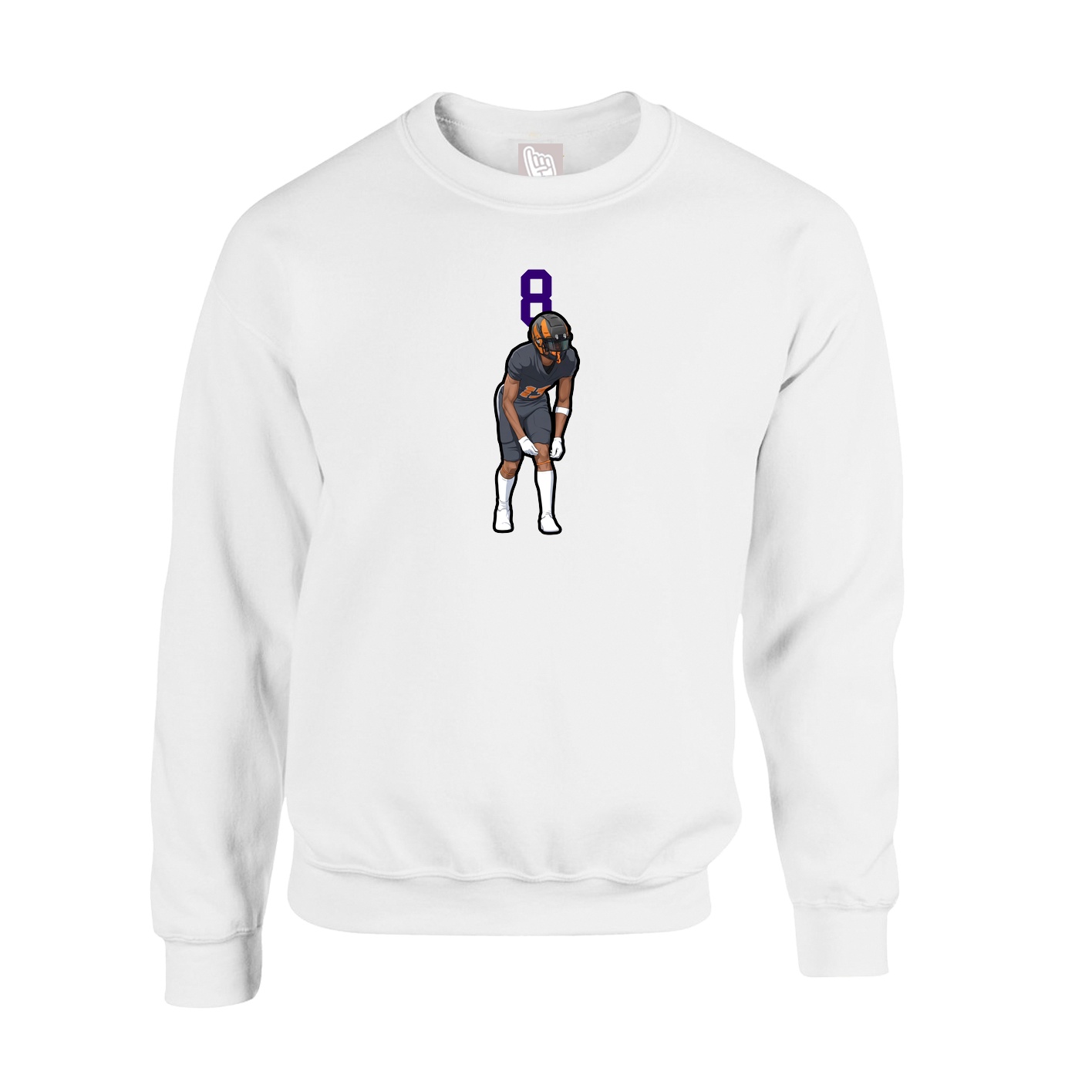 Fleece Crew — Number Top in White