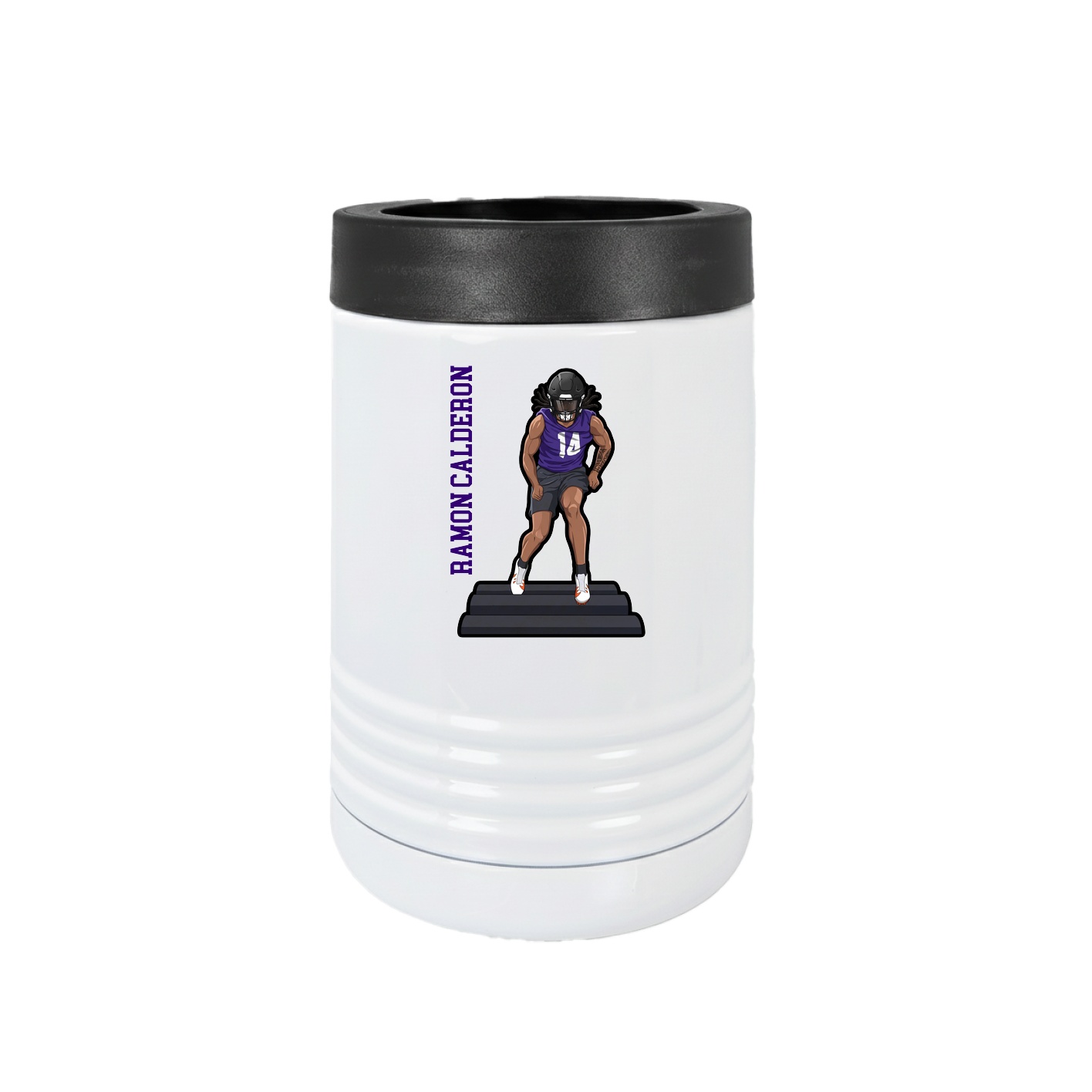 Beverage Holder — Name Vertical in White