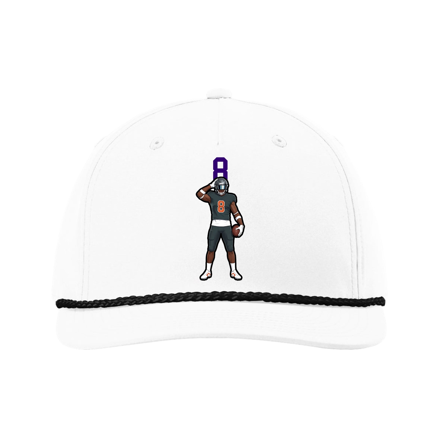 Five-Panel Classic Rope Cap — Number Top in White
