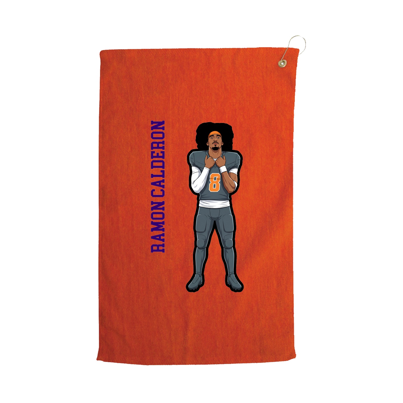 Golf Towel — Name Vertical in Orange