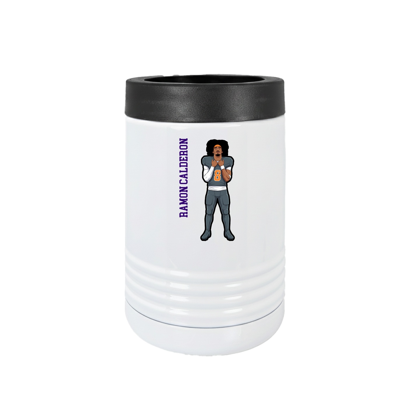 Beverage Holder — Name Vertical in White