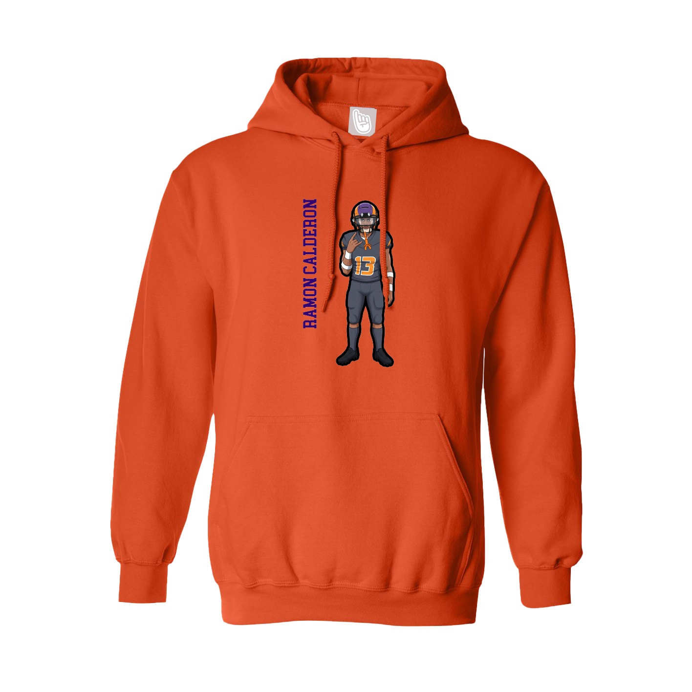 Youth Hoodie — Name Vertical in Orange