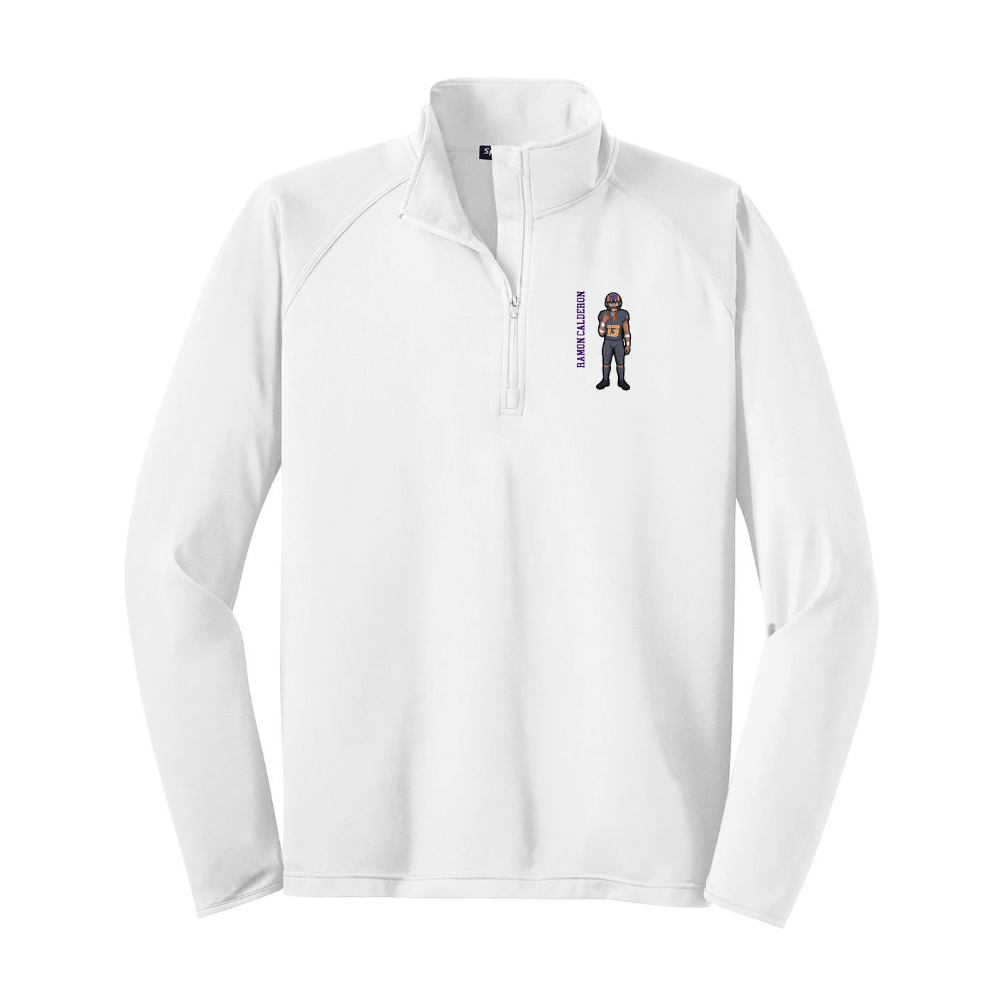 Q-Zip Pullover — Name Vertical in White