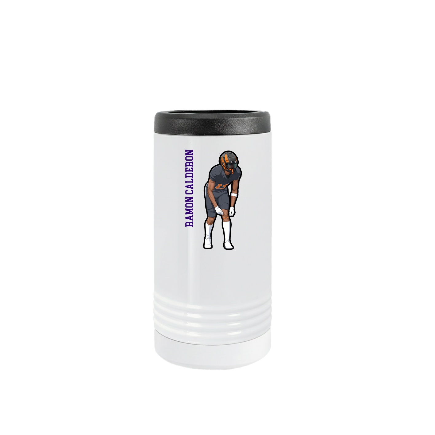 Slim Beverage Holder — Name Vertical in White